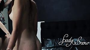 redhead natural pussy slut sucks hubby for cash then strap on fuck