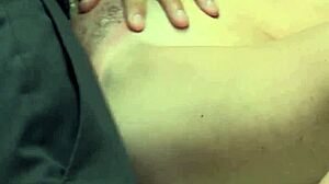 skinny milf caught stealing gets punished with big cock doggystyle in garage by police.