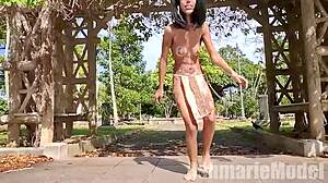 hairy latina exotic tribal dance compilation flashes pussy ass feet barefoot public outdoor.