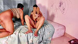 uttaran20's petite asian milf squirts in hardcore big cock threesome pounding