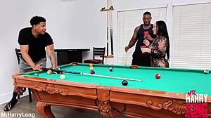 Hot milf gets stuffed by two bbc in creampie corner pocket 2.