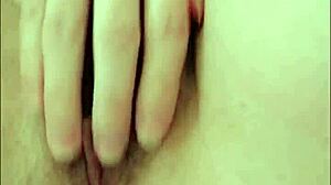 Talking Russian teen 18+ student fingers pussy anus in black belt stockings.