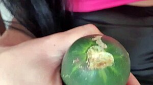 WOW I Spread Legs No Panties Shaved Pussy Cucumber Fuck Squirts Hard