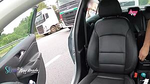 hot latina milf lets stranger grope big tits in car ride