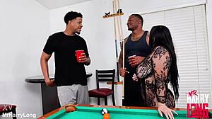 Hot milf gets stuffed by two bbc in creampie corner pocket 2.