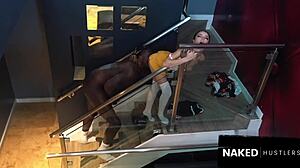 big black cock slams petite white girl's small tits cervix doggystyle