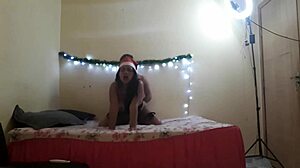 hot young brazilian bares her big ass for christmas fun