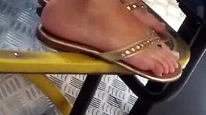 Novinha Perfect Feet Teases Hard In Crowded Bus Ride