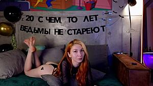 Cute girl stripteases with dildo vibrator ripping clothes for pussy orgasm