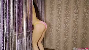 a horny guy fucks her hard by the window then licks her pussy before she blows him and swallows cum.