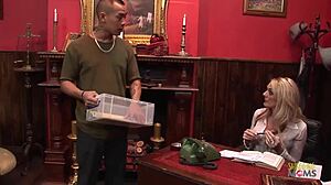 Blonde Milf Boss Horny Fucks Asian Employee Doggystyle Cowgirl Office Cumshot