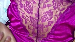 Colombian Hottie Teases in Purple Satin Thong Before Wild Fuck