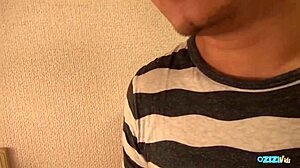 Sneaky bathroom POV with brunette Asian sucking tight pussy cum tasting