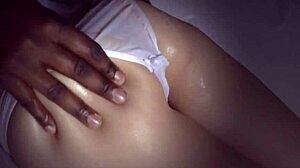 oily brunette teen beauty bounces on massive black cock ride