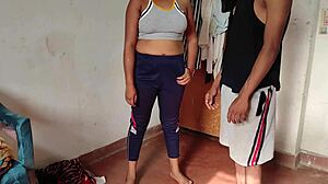 south indian fatty bends over big ass shakes during workout with huge cock tease