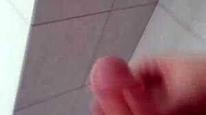 bisexual bathroom masturbation cumshot session