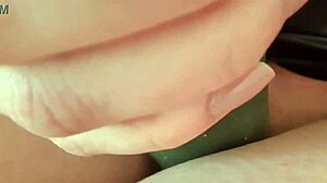 WOW I Spread Legs No Panties Shaved Pussy Cucumber Fuck Squirts Hard