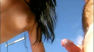 Petite Brazilian babe's boat threesome: assfucking, blowjobs, and cum swaps all around