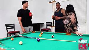 Hot milf gets stuffed by two bbc in creampie corner pocket 2.