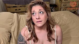 on her wedding day, stepsis moans as big cock missionary creams her tight shaved pussy