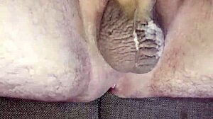 uncircumcised cock throbs as i jerk to massive cum swap