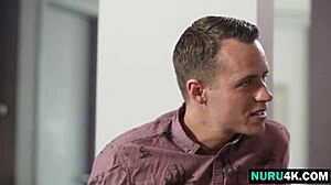 marica hase gives justin hunt a nuru massage then gets fucked hard in bathroom