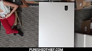 experienced shoplifter trades tits pussy mouth to dodge prison with cop