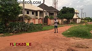 Chubby ebony neighbor oils huge natural tits and big ass for homemade sex romp