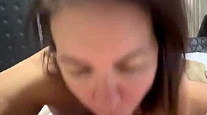 brunette mature gets her big natural tits massaged and sucked sensually