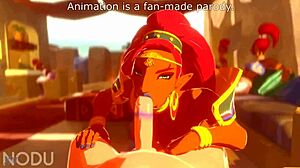 Urbosa slurps cock then spreads for deep pussy fucking action