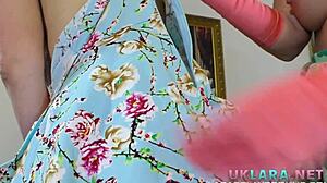 Classy British Milf Lesbian In Stockings Heels Gloves Performs Oral