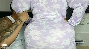 Madrastra agrees to help with my hard cock filling her big tits creampie