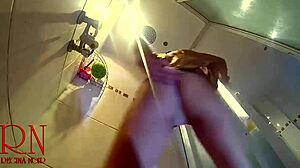 spy on this innocent 18+ teen stripping naked shower hidden cam?