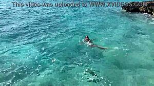 Monika Fox stops tour bus for naked sea dip