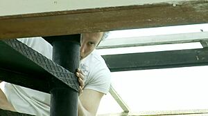 a sexy blonde in lingerie with big boobs deepthroats rides and takes facial outdoors