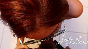 redhead natural pussy slut sucks hubby for cash then strap on fuck