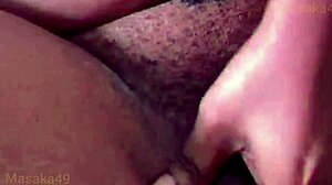 black beauty spreads wet pussy for deep licking and hard pounding