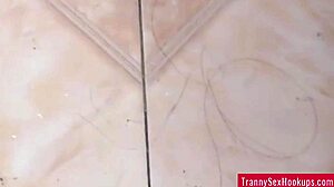 ebony shemale's monster dick throbs before huge cumshot blast