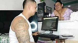 Madrastra agrees to help with my hard cock filling her big tits creampie