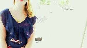 Cute redhead Astrid rubs shaved twat then sucks and rides cock hard 😈🍆💦