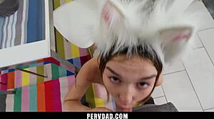 stepdad rams petite cosplay teen missionary with monster cock