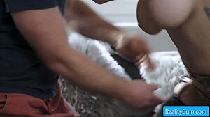 Robby Apples' Stunning Busty Brunette Seduces Partner with Epic Suck and Lick