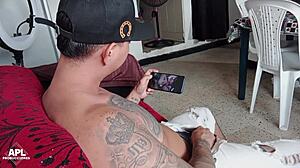 Stepmom Catches Horny Stepson Stroking Huge Cock In Living Room - Part 1