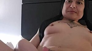 Emy Angel gropes and rubs hard on her naughty toy!