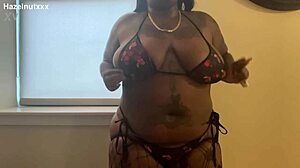Hazelnutxxx's ebony face smeared in lighter skin bikini tease?