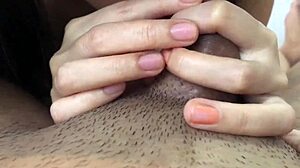 myanmar girl with natural big boobs kisses and squeezes cock between tits