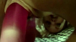 Bored brunette babe masturbates solo with toys at home.