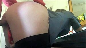 french amateur couple in satin lingerie does doggystyle and blowjob play