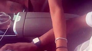 ebony babe strokes and sucks massive bbc right in the car