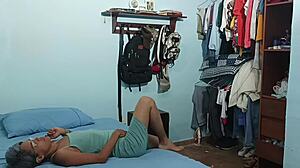 stepbro catches me masturbating then feeds me his huge cock for intense first anal